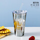 LNGA LANDGRE德國進(jìn)口品質(zhì)玻璃水杯吸管杯高顏值玻璃杯成人可愛(ài)果汁飲料奶茶杯 煙灰Y（帶透蓋+吸管（透） 500ml