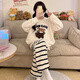 另約半邊絨睡衣女款冬季加厚加絨珊瑚絨可愛(ài)小貓學(xué)生套裝家居服可外穿 T0794 英文浣熊 L