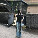 衣然呈品T恤女士春夏新款美式高街潮牌一字肩荷葉邊不規則飄帶短袖上衣女 黑色 M 【建議90-105斤】