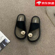百麗踏設(shè)計感小眾黑色沙灘涼鞋拖鞋女外穿2025夏季新款法式晚風平底涼鞋 黑色 36 法式晚風平底涼鞋