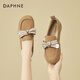 DAPHNE達芙妮絨面牛皮勃肯鞋女時(shí)尚復古單鞋平底百搭舒適豆豆鞋女鞋 駝色 38