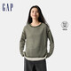 GAP女裝2025春季新款logo條紋假兩件針織衫百搭柔軟毛衣729093 綠色條紋 M (165/84A) 亞洲尺碼