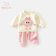 班喜迪女童套裝春裝新款洋氣寶寶衛衣嬰兒褲子春秋兒童衣服兩件套小童裝 粉色 80