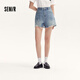 森馬（Semir）牛仔褲女寬松美式熱褲酷颯風(fēng)夏街頭毛邊短褲復古辣妹103324122010