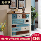 麥帝羅 美式斗柜歡樂(lè )頌款收納柜餐邊柜玄關(guān)柜拼色儲物柜子彩繪立柜 白畫(huà)花（12斗）