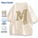 NASA GOOD短袖t恤男夏季純棉寬松青年潮牌卡通圓領(lǐng)體恤休閑男裝 杏3XL