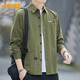 JEEP吉普長(cháng)袖襯衫男春秋季工裝外套男士寬松襯衣服男裝上衣 軍綠 XL