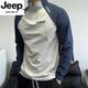 JEEP SPIRIT特大碼300斤藏藍(lán)色半拉鏈美式插肩長(zhǎng)袖T恤男健身運(yùn)動(dòng)服 藍(lán)色 XL 135-155斤