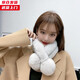 槿城真毛獺兔毛圍巾女冬季保暖百搭可愛(ài)交叉皮草圍脖瀨兔毛絨加厚TT02 雙球淺灰色