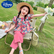 迪士尼女童夏款套裝2025新款女寶寶泡泡袖花朵上衣兒童夏季薄款闊腿褲潮 【粉色】花朵山本褲套裝0745 120 cm