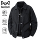 貓人夾克男春秋休閑外套翻領(lǐng)寬松工裝戶(hù)外透氣防風(fēng)男裝 黑色 XL