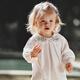 OAK FAMILY早秋新品女寶寶泡泡袖長(cháng)袖上衣純棉兒童娃娃領(lǐng)女童舒爽白色T恤 白色 90 cm