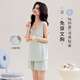 都市麗人女士睡衣女春夏季涼感無(wú)袖圓領(lǐng)短褲女士家居服套裝可外穿 薄荷綠 L