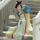 漢虞葵春媛原創(chuàng  )唐制漢服女古裝中國風(fēng)對襟衫復原款齊胸襦裙套裝日常春 【春媛】藍色對襟衫+10破裙+披帛 S