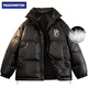 帕丁頓熊2024冬季新款男士Pu皮純色寬松防風(fēng)防寒保暖加厚羽絨服情侶外套 黑色 L