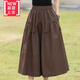 美博鳥(niǎo)（MEIBONIAO）【特價(jià)撿漏】高檔重磅夏天穿的棉麻半身裙中長(cháng)款半截裙文藝復古純 深棕色 均碼 擺圍184