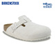 BIRKENSTOCK勃肯德國(guó)進(jìn)口女款牛皮絨面革軟底軟木Boston包頭拖鞋 白色/復(fù)古白窄版1027693 37