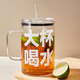 平仄玻璃杯超大容量1000ml雙飲吸管杯帶刻度水杯子高顏值禮物喝水杯