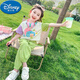 迪士尼（Disney）女童夏裝運(yùn)動(dòng)套裝2025新款兒童裝短袖時(shí)髦兩件套寶寶夏季純棉衣服 綠色 130 cm