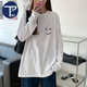 PMOG簡(jiǎn)約百搭ins秋冬2023新款長(zhǎng)袖t恤女學(xué)生韓版寬松設(shè)計(jì)感上衣中長(zhǎng)款 /v\ 白色T215長(zhǎng)袖 M [86-105斤]