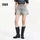 森馬（Semir）牛仔褲女寬松美式熱褲酷颯風(fēng)夏街頭毛邊短褲復古辣妹103324122010