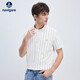 納維凱爾意大利小帆船男涼感通勤短袖襯衫休閑條紋襯衣1323545503 白咖XL