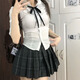 妙奕嘉jk套裝jk制服520禮物jk制服套jk制服學院風JK制服JK百褶裙jk襯衫 白色長袖+碳灰短裙+領結(jié)【套裝】 S