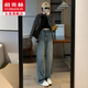 俞兆林闊腿牛仔褲女2025春秋季新款小個(gè)子顯瘦高腰直筒褲復(fù)古寬松休閑褲 懷舊復(fù)古藍(lán) 【品質(zhì)耐磨面料】 XL 【推薦119-135斤】