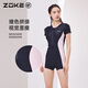 洲克（ZOKE）新款女士遮肚顯瘦修身連體三角泳衣運(yùn)動(dòng)戲水舒適貼合防氯游泳衣 黑/粉色 XL