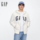 GAP男女裝春季款字母logo拉鏈連帽衛衣寬松外套美版868454 白色 M 美碼 L亞洲碼180/96A