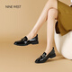 NINE WEST品牌鈴蘭學(xué)院英倫樂福鞋女2025春季新款百搭圓頭小皮鞋女 黑色 34