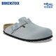 BIRKENSTOCK勃肯德國進口新品男女鼠尾草綠牛皮絨面革軟底Boston包頭拖鞋 鼠尾草綠窄版1029801 36