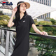 FILA 斐樂女士連衣裙2025年夏季美式復(fù)古純色經(jīng)典顯瘦POLO領(lǐng)裙子 正黑色-BK S 160/80A/S