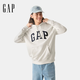 Gap男女裝2025春季新款貼布繡logo連帽衫衛衣經(jīng)典上衣美版 灰白色 868460 S 美碼 M亞洲碼175/92A