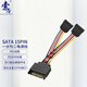 索厲 SATA電源線/臺式機電腦主機固態(tài)機械硬盤光驅(qū)接口延長線/15Pin一分二串口/60002