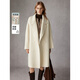 ELLE綿羊毛羊駝毛雙面呢大衣女2025冬季新款優(yōu)雅西裝領(lǐng)毛呢外套 米白 M