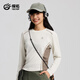 探拓（TECTOP）運(yùn)動(dòng)t恤女圓領(lǐng)長袖T恤魯?shù)婪蛩俑梢麓虻着懿浇∩響敉?荔枝白/赭石棕 M