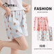 都市麗人睡褲女春夏100%純棉可外穿薄款透氣大碼格子短褲家居褲小熊2XL