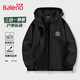班尼路（Baleno）秋季新款黑色高街機能風(fēng)休閑夾克男士連帽防水沖鋒衣戶(hù)外徒步上衣