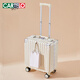 卡帝樂(lè )鱷魚(yú)行李箱鋁框登機箱多功能女小型拉桿箱萬(wàn)向輪輕便密碼箱旅行箱子 乳白色-鋁框多功能 20英寸 -堅固耐磨可登機