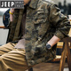 JEEP SPIRIT沙漠迷彩復古破洞牛仔外套男春季2025新款寬松工裝夾克美式牛仔衣 沙漠迷彩 XL