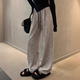 衣然呈品闊腿休閑褲女春夏2025新款垂感寬松慵懶黑白斜條紋直筒運(yùn)動(dòng)褲子女 黑白斜紋 M 【建議95-110斤】