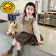 G.DUCKKIDS小黃鴨女童秋裝jk兒童套裝2025新款洋氣小女孩學(xué)院風(fēng)三件套春秋時(shí) 咖色 馬甲+襯衫+裙子 100 cm 【建議身高95cm左右】