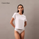 Calvin Klein內(nèi)衣25夏季女士休閑簡約ck刺繡純棉圓領(lǐng)短袖T恤家居服QS7328 100-月光白 L