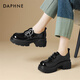 達芙妮（DAPHNE）樂(lè )福鞋女厚底增高復古英倫風(fēng)學(xué)院風(fēng)小皮鞋2025春季新款舒適單鞋 黑色 6.5CM 37 (235mm)