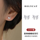 Holycat懷里貓?zhí)鹈篮Y(jié)999銀耳釘女鋯石耳飾輕奢高級感小巧百搭耳環(huán)生日禮物 甜美蝴蝶結(jié)耳釘一對