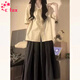 CTOX夏季溫柔系穿搭女2025新款日系休閑慵懶風(fēng)氛圍感設(shè)計(jì)感襯衣兩件套 上衣+黑色半身裙(兩件套) M 95-105斤