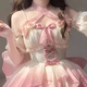 閃動(dòng)少女（SHANDONGSHAONV）洛麗塔lolita春秋漸變粉輕花嫁鏤空前短后長(zhǎng)細(xì)閃裙蓬蓬重工公主裙 漸變粉連衣裙 無(wú)裙撐 L 【建議110-120斤】