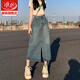 浪莎復古牛仔裙半身裙女2025新款a字高腰顯瘦中長款小個子開叉長裙 復古藍 【升級前開叉款】 M 【推薦90-105斤腰圍68CM】