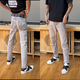 琦喬澤歐洲站輕奢刺繡牛仔褲男款時(shí)尚潮流小直筒褲個(gè)性痞帥修身小腳褲 淺灰色 36